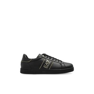 Emporio Armani Low-Profile Zwarte Sneakers - Heren - Sneakers - Zwart - 42 EU - Leer - Schoenen