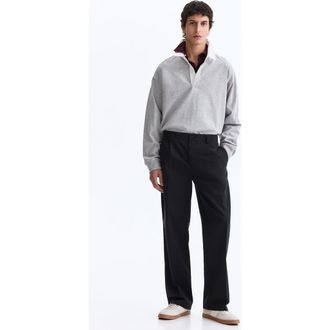 H&M Relaxed Fit Cotton And Lyocell Tailored Trousers in Black at Nordstrom, Size 30