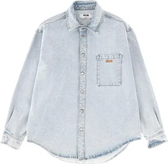 Msgm Embroidered Logo Shirt - Blue