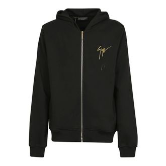 Giuseppe Zanotti Hoodies & sweatvesten, Heren, Zwart, M, Katoen, Lr-17 Zip Hoodie