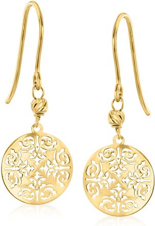 Canaria Canaria Italian 10kt Yellow Gold Damascato Ricami Drop Earrings