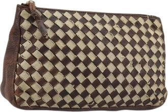 Bottega Veneta Pre-owned Clutches, female, Brown, Size: ONE SIZE Pre-owned Canvas Pouch