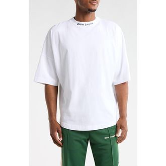 Palm Angels Logo Cotton T-Shirt in White/black at Nordstrom Rack, Size Xx-Small