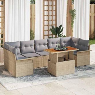vidaXL Conjunto De Sof&aacute; De Jard&iacute;n 8 Pcs Beige Polirat&aacute;n Vidaxl