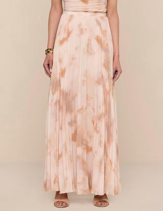 L'agence Torin Pleated Maxi Skirt In Frappe Multi Tie Die