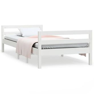 Berkfield Home Bed Frame White 75x190 cm Small Single Solid Wood Pine