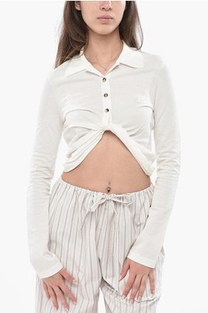 Courr&egrave;ges Cotton Piqu&eacute; Cropped-Fit Polo TWIST size M