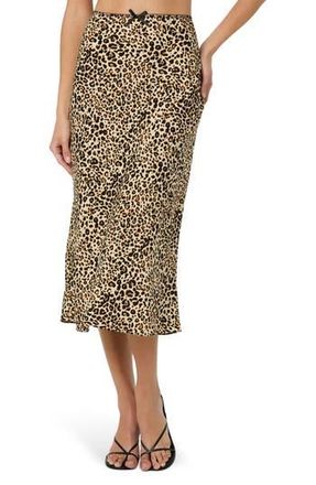 ASTR the Label Satin Slip Skirt in Leopard Print at Nordstrom Rack, Size Large