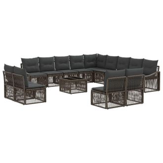 vidaXL Conjunto De Sof&aacute;s De Jard&iacute;n 14 Pcs Gris Rat&aacute;n Sint&eacute;tico Vidaxl