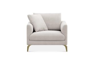 Castlery Lena Armchair Customized, (Performance Fleece) Cream (Brass Legs), Spill Resistant, Removable Covers for Chairs