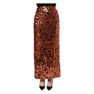 Dolce & Gabbana High Waist Pencil Cut Midi Skirt - female - Dolce & Gabbana - Maxi Skirts - Brown - L - Skirts