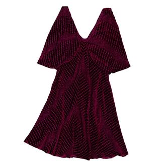 Roberto Cavalli Bordeaux V-Neck Mini Dress, Brand Size 38 ( US Size 4 )