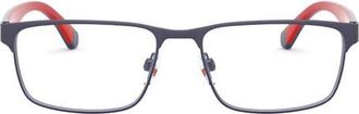 Emporio Armani 56mm Rectangular Optical Glasses in Matte Blue at Nordstrom