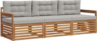 vidaXL Conjunto De Sof&aacute;s De Exterior 3 Uds. Gris Natural Y Claro Vidaxl
