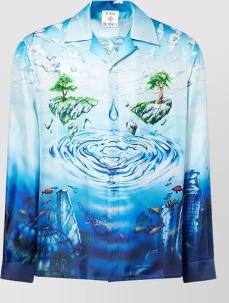 Casablanca silk printed camp collar long-sleeve shirt
