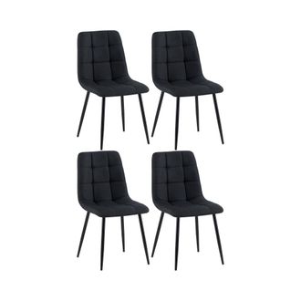 Clp Set de 4 silla de comedor con reposapi&eacute;s en tela negro
