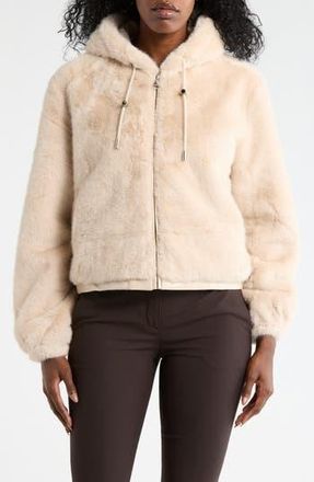 La Fiorentina Faux Fur Hoodie in Ivory at Nordstrom Rack, Size Medium