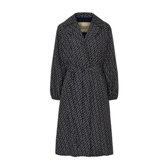 Herno Belted Coats, female, Blue, Size: XS Navy Blue Patterned Jacket