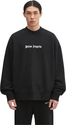 Palm Angels Classic Logo Crewneck - Heren - Sweatshirts - Zwart - M - Katoen - Hoodies & sweatvesten