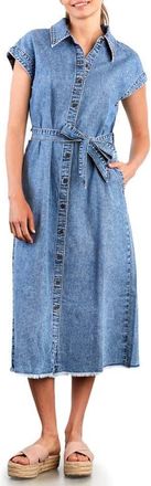 Wash Lab Denim Weekend Belted Denim Shirtdress in Faded Blu Denim at Nordstrom, Size X-Large