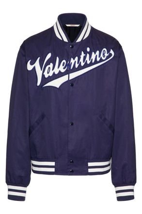 Valentino BRANDED BOMBER JACKET Size: 48, colour: BLUE