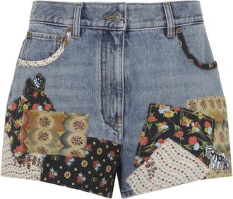 Valentino Denim Shorts, female, Multicolor, Size: W27 Valentino Patchwork Pants