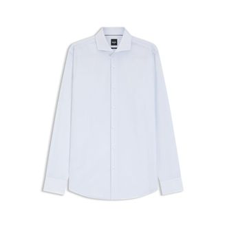 BOSS Printed slim-fit shirt in wrinkle-free cotton twill