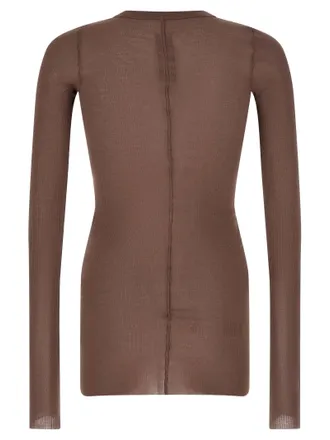 Rick Owens Ribbed Viscose-Silk Blend T-shirt - brown