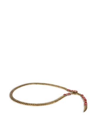 Roberto Cavalli snake-shaped stone-embellished belt - women - Brass/glass/Enamel - M - Gold