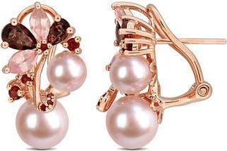 Delmar 6-8.5mm Cultured Freshwater Pearl & Gemstone Cluster Earrings in Pink at Nordstrom Rack