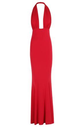 Norma Kamali Cross Halter Fishtail Gown