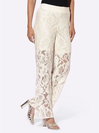 Heine Palazzohose HEINE, Damen, Gr. 34, Normalgr&ouml;ssen, beige (champagner), 48% Baumwolle, 47% Polyamid, 5% Elasthan, unifarben, lang, Hosen Palazzohose