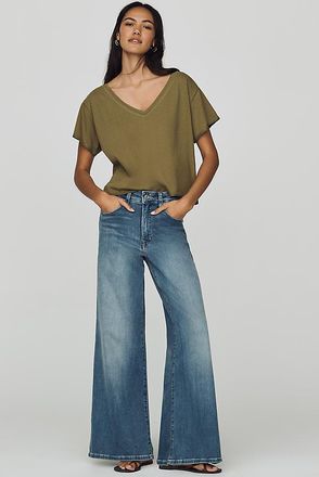 Good American Soft Tech Good Waist Palazzo High Rise Ankle Jeans