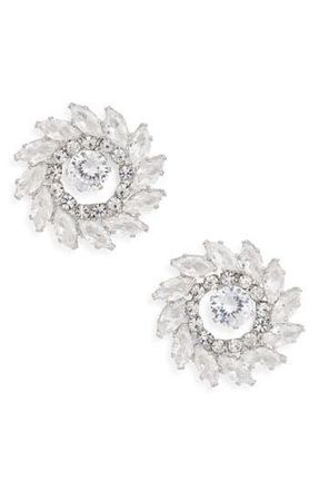 Tasha Flower Stud Earrings in Silver/Crystal at Nordstrom Rack