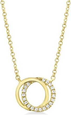 Allurez Natural Diamond Accented Love Knot Pendant Necklace 14k in Yellow Gold at Nordstrom, Size 18