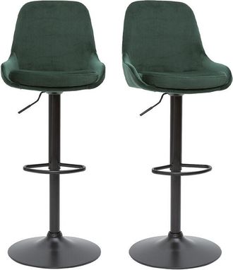Miliboo Set De 2 Taburetes De Cocina De Dise&ntilde;o Regulables Terciopelo Verde Holo