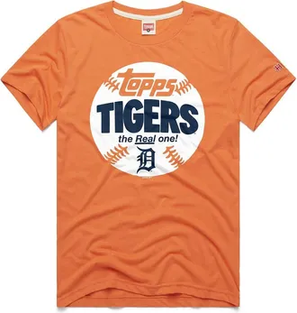 Homage Mens Homage Orange Detroit Tigers MLB x Topps Baseball The Real One Tri-Blend T-Shirt at Nordstrom, Size Medium
