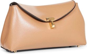 Toteme Womens Clutch Bag Mini T-Lock Camel Calf Leather Handbags Hand