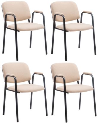 Clp Set De 4 Sillas De Confidente Ken Pro En Tela Crema