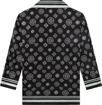 Casablanca Monogram Silk Pajama Shirt - Black