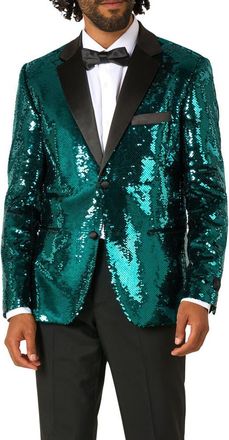 OppoSuits Terrific Teal Sequin Embellished Dinner Jacket in Turquoise at Nordstrom, Size 46