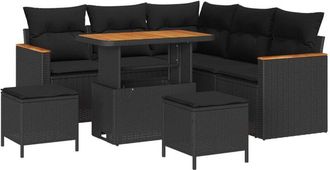 vidaXL Garden Sofa Set with Cushion 8 pcs Black Poly rattan vidaXL