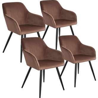 TecTake Dining Chair Marilyn Set Of 4 - Brown/Black in Brown | Size: 4 Pack