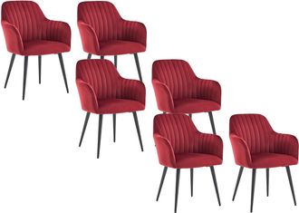 Vente-Unique Conjunto de 6 sillas con reposabrazos de terciopelo y metal negro - Burdeos - ELEANA