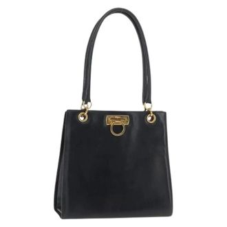 Ferragamo Pre-owned Leren Schoudertas - Dames - Pre-owned - Blauw - Maat: ONE Size Leer