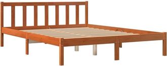 vidaXL Cama Sin Colch&oacute;n Madera Maciza De Pino Marr&oacute;n Cera 160x200 Cm Vidaxl