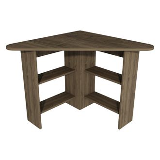 Dmora Escritorio Mamette, 5 Estantes, Esquinero, 4 Compartimentos, 80x80x74h Cm Marr&oacute;n Nogal
