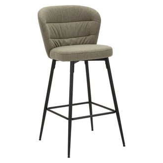 Dmora Silla Guadal, Acolchado, Estructura Negra, Material De Madera Melaminada, 52x59x108h Cm, Verde