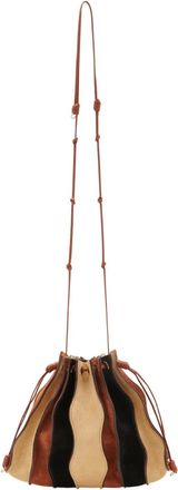 Ulla Johnson Adria Small Pleated Wave Bag In Dune Colorblock