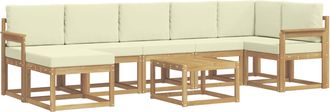 vidaXL Conjunto De Sof&aacute;s De Exterior 8 Uds. Blanco Y Crema Poli&eacute;ster Vidaxl